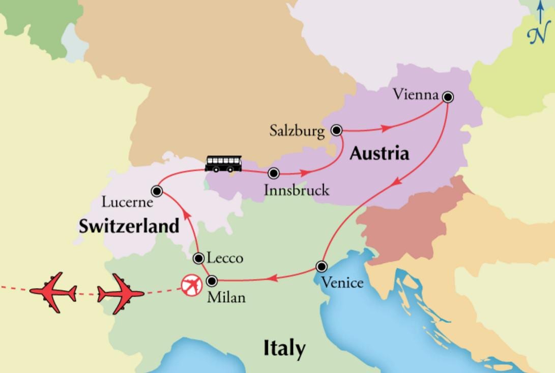 નકશો વિયેના switzerlan