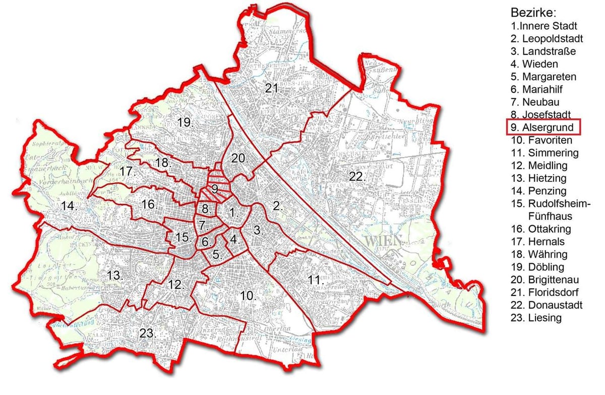 Wien bezirk નકશો