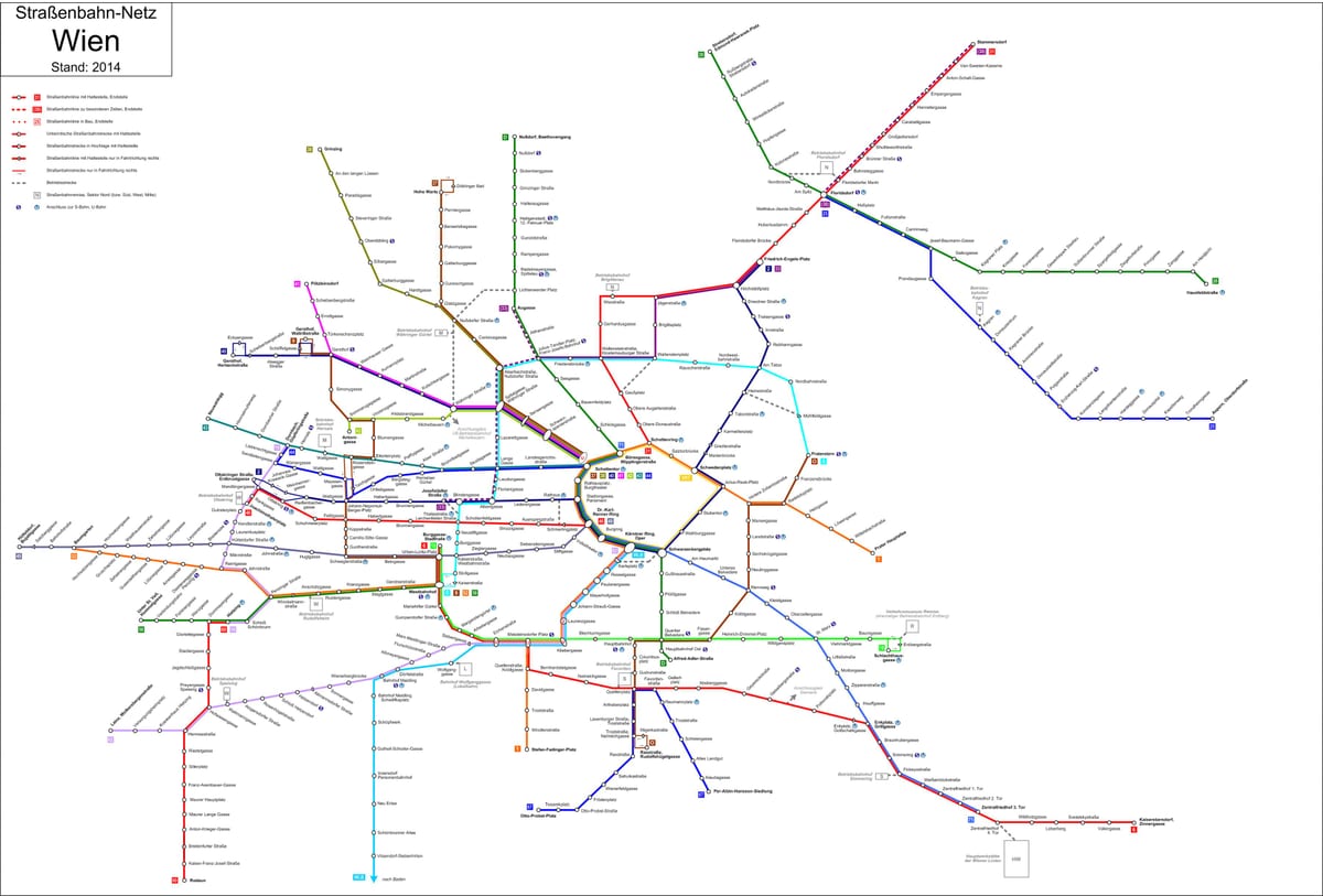 વિયેના strassenbahn નકશો