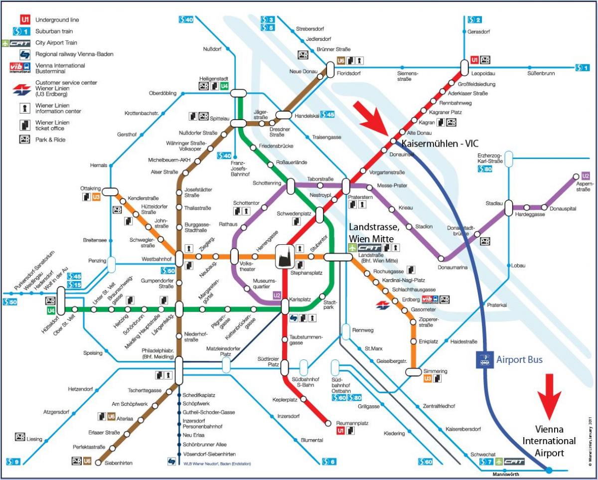 નકશો Wien mitte સ્ટેશન