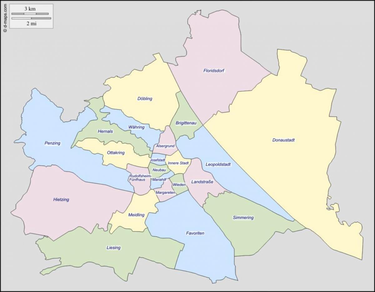 વિયેના, ઓસ્ટ્રીયા જિલ્લા નકશો