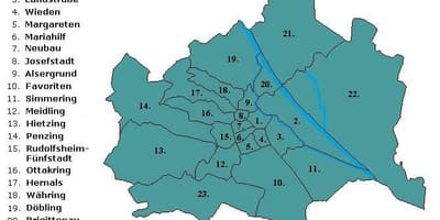Wien જિલ્લાઓમાં નકશો